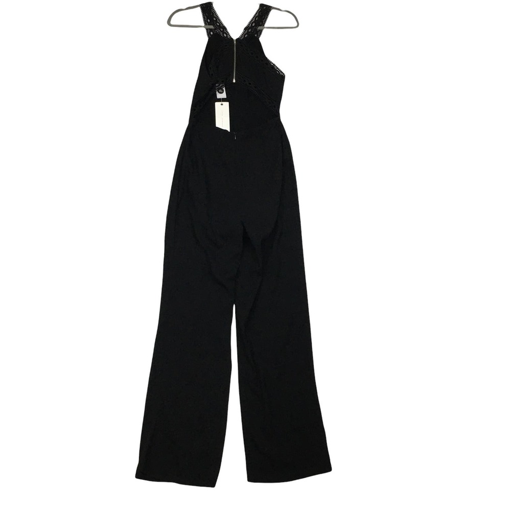 New Lush Lace Trim Black Jumpsuit Size Small - Picture 7 of 13